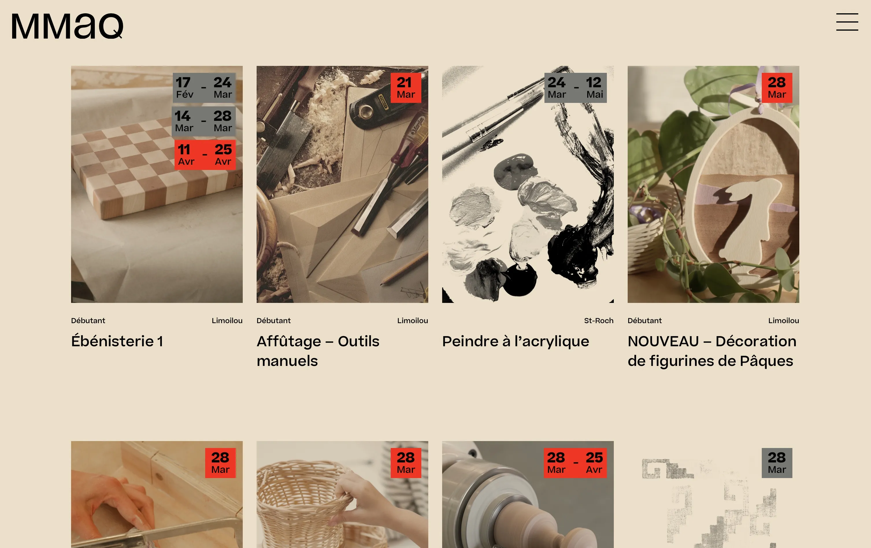 Parcourir tous les cours disponibles et réserver sa place